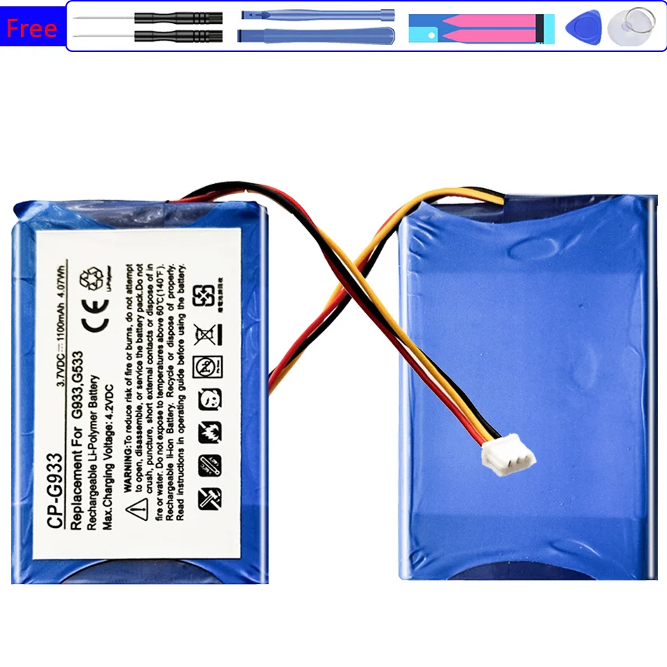 

1100mah Batteria 533-000132 for Logitech G533 G933 Battery G533S G933S Battery + Tools