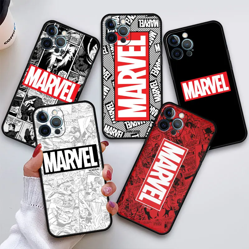 Силиконовый чехол для iPhone 12 Mini XR 6S 8 Plus SE 11 7 13 Pro Max X XS 2020 12pro 7plus p с логотипом Marvel из