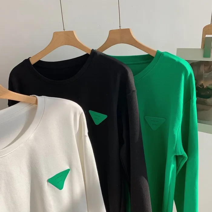 Женская футболка с длинными рукавами Повседневная треугольным принтом в