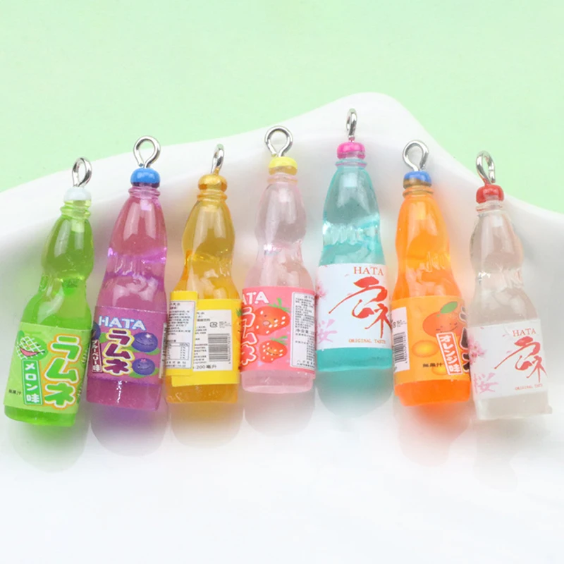 

10Pcs Small Fresh Simulated Color Wine Beverage Bottle Resin Charms Pendants for DIY Jewelry Making Keychain Phone Accessories
