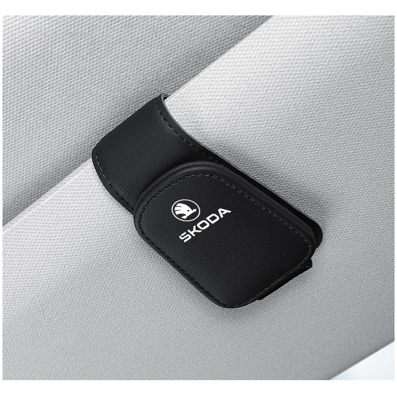 

Автомобильные принадлежности, магнитные кожаные солнцезащитные очки, автомобильный солнцезащитный козырек на клипсе для Skoda Octavia A5 RS Fabia Superb, аксессуары для стайлинга автомобилей