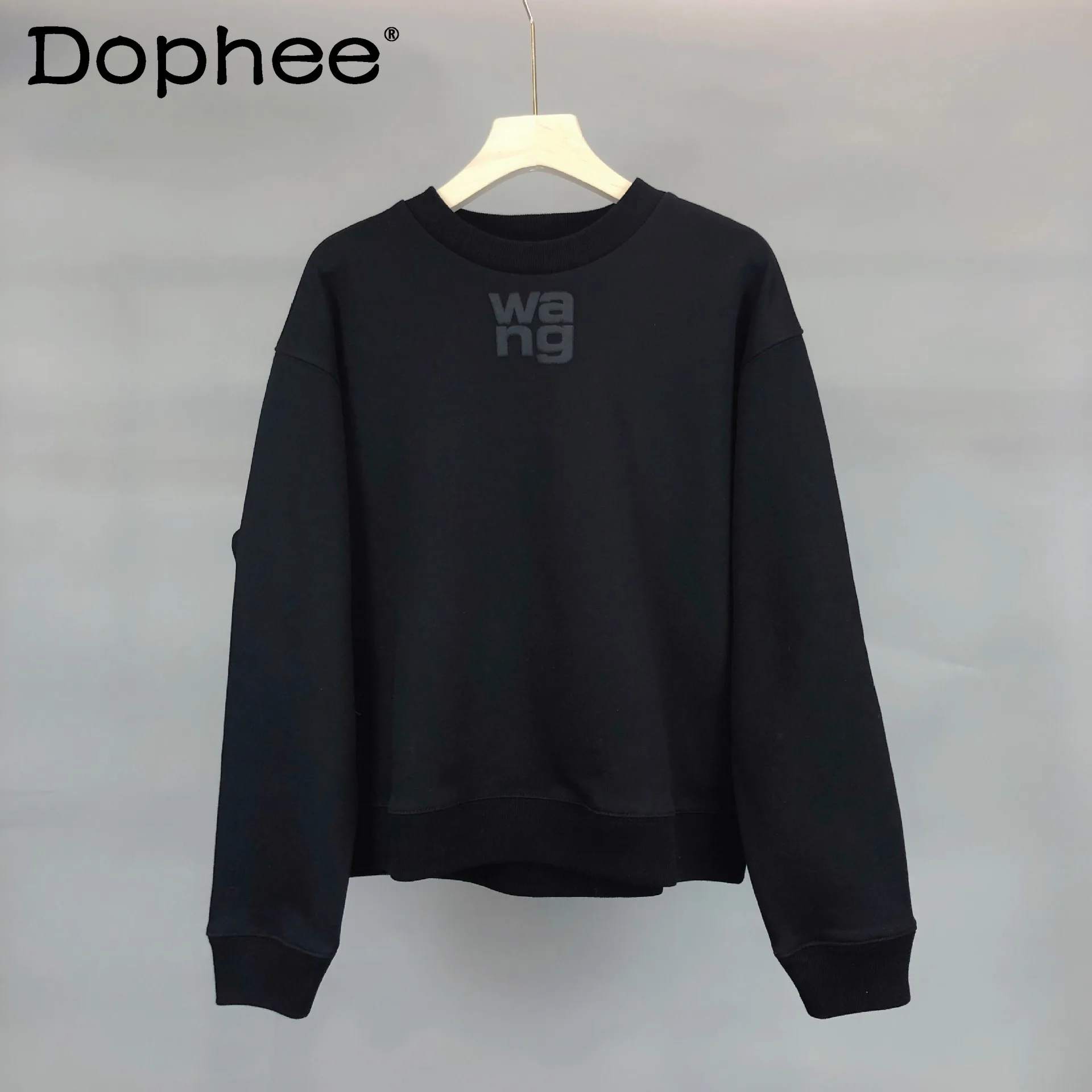 Короткий пуловер с круглым вырезом и надписью свитшот Женское пальто новинка