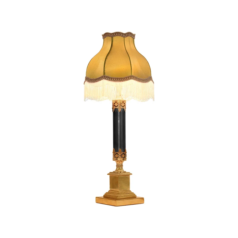 

French Living Room Brass Table Lamp Classical Palace Fabric Lampshade Desk Lamp European Study Bedroom Bedside Lights