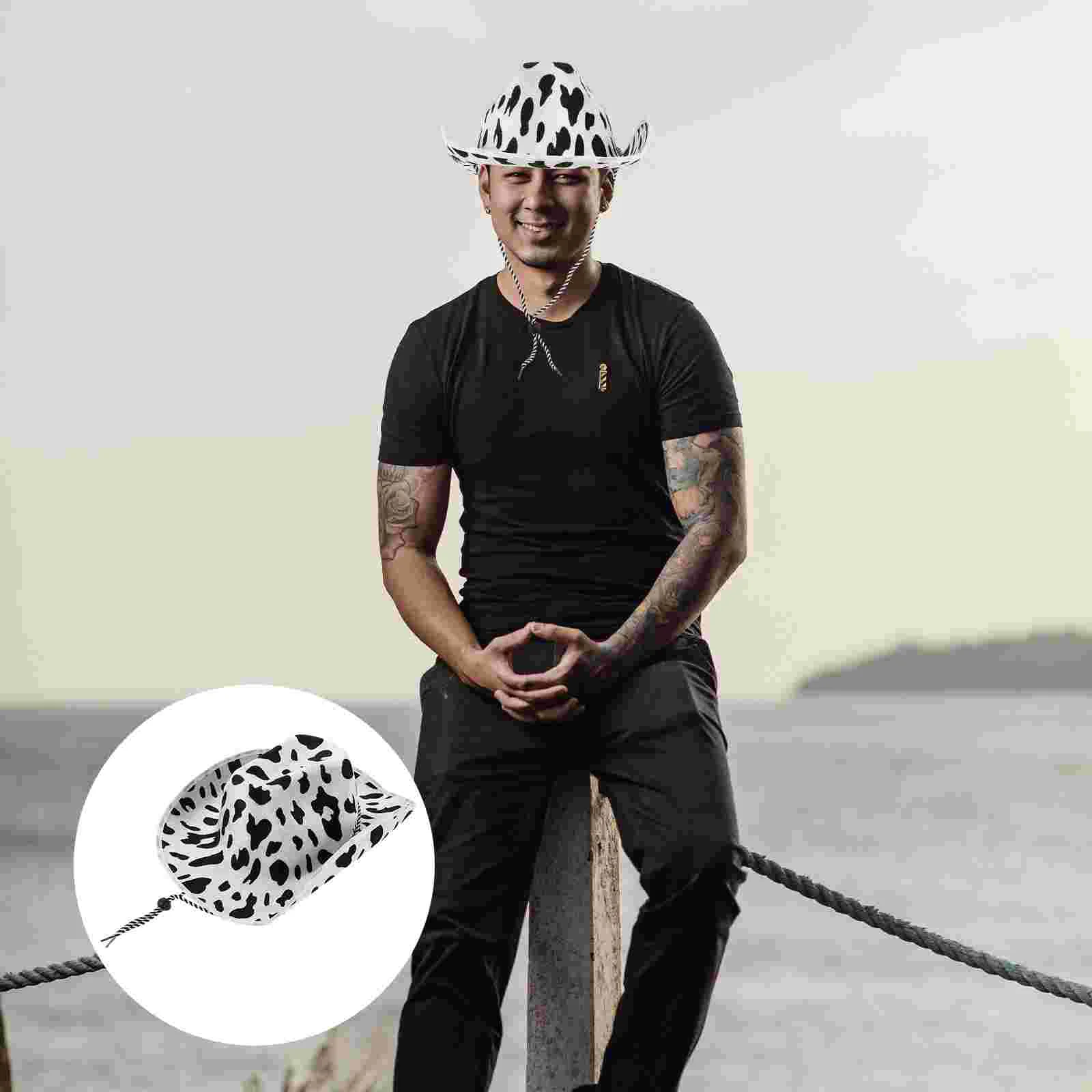 Ковбойская розовая шляпа в стиле вестерн с коровьим принтом женские вечерние