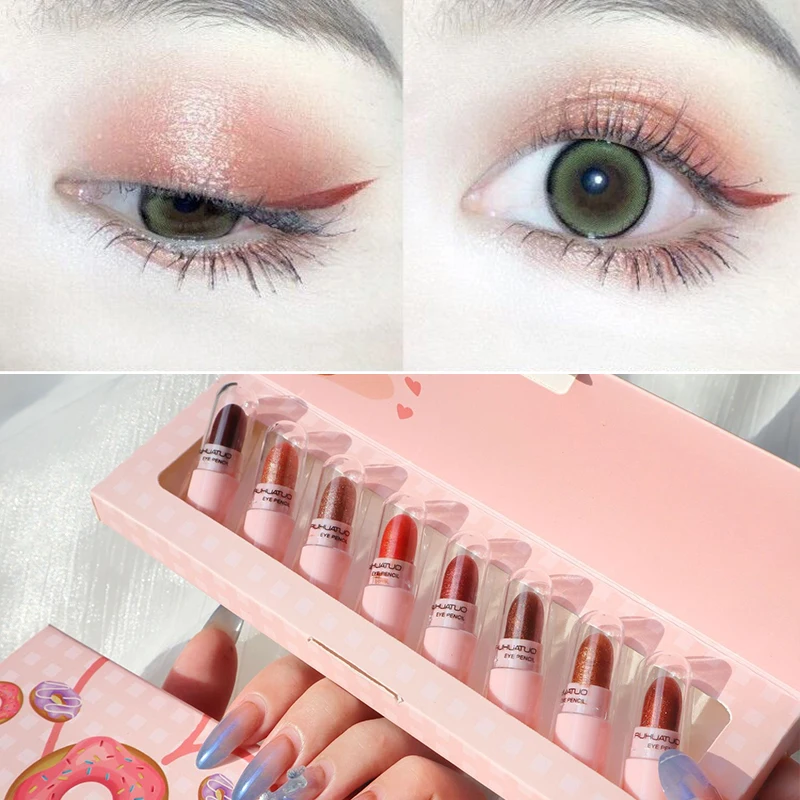 

8 Colors/set Eye Shadow Pen Non-irritating Eyeshadow Powder Highlighter Long-lasting Non-irritating Eye Makeup Powder