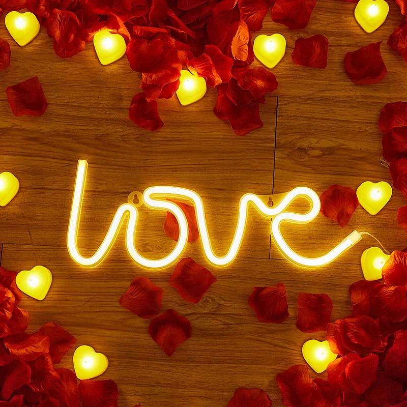 

Neon Sign LOVE Letter Romantic Valentine's proposal Sign Night Light Marquee Table Lamp lanterns nightlights Christmas Wedding