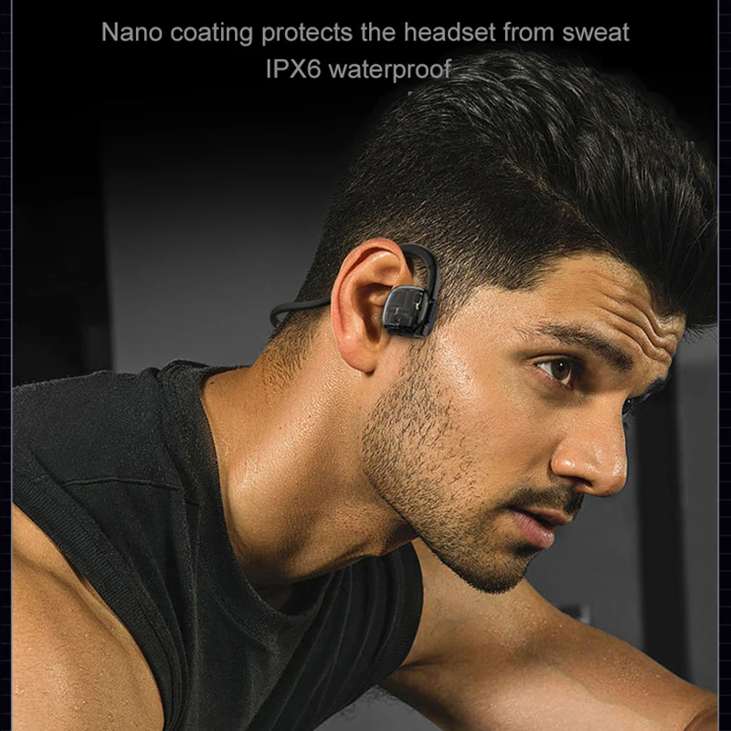 Real Bone Conduction Headphones Bluetooth 5.3 Wireless Earphones Waterproof Sports Headset with Mic for Workouts Running Driving
