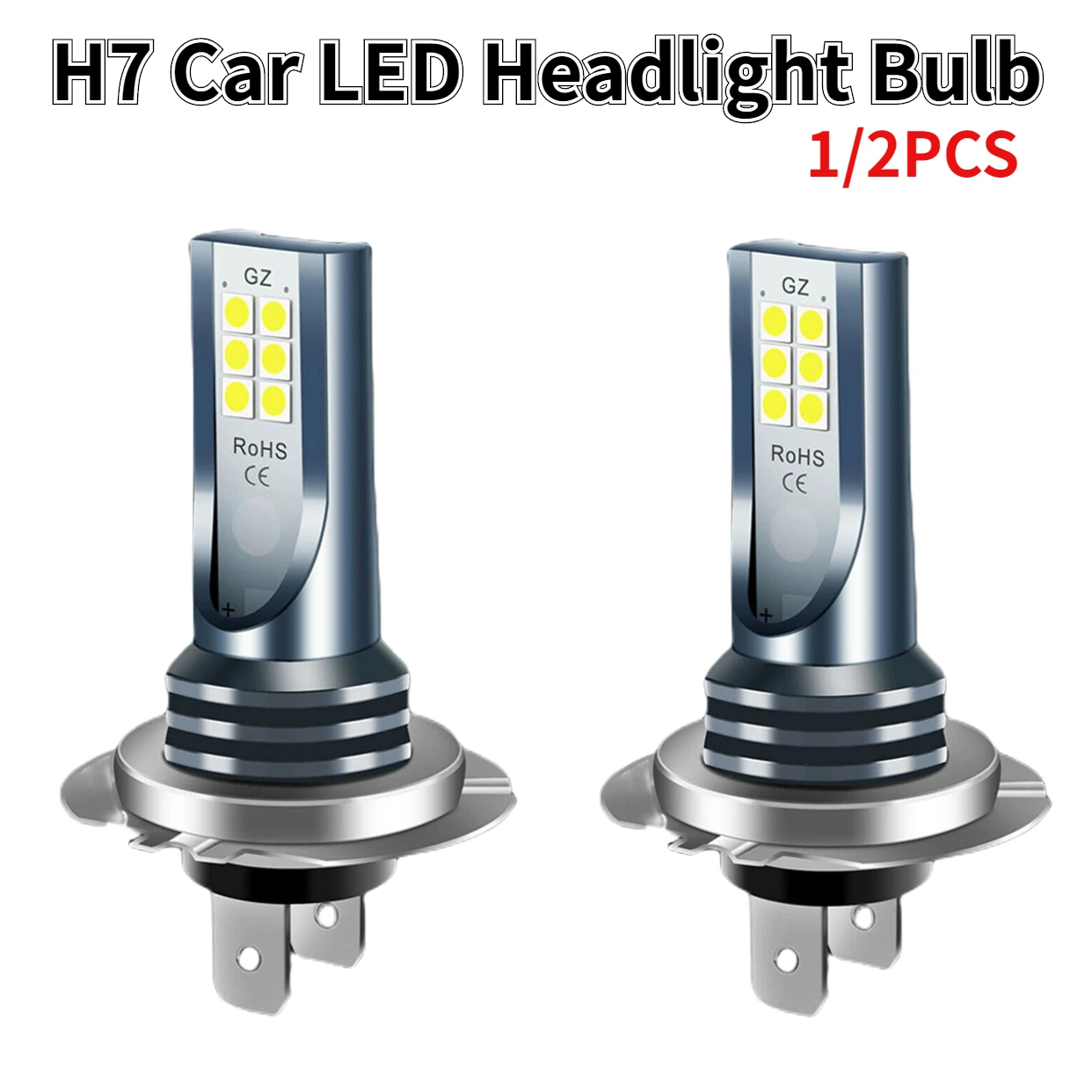 

1/2 шт., автомобильная противотуманная лампа H7, 12 В, 24 В, 6000 лм