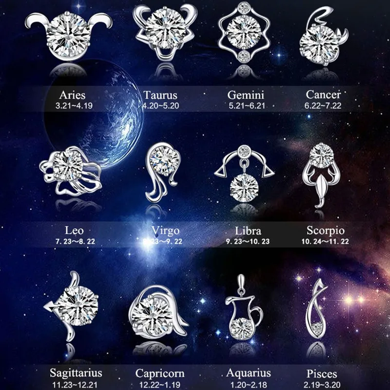 

Женские серьги-гвоздики из серебра 925 пробы с 12 созвездиями