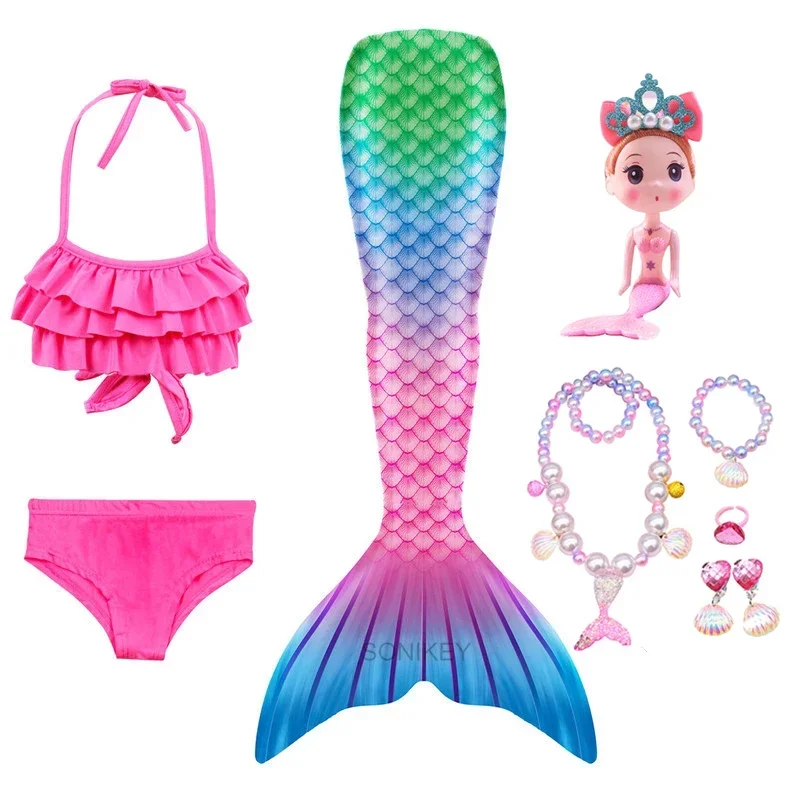 5 шт./компл. костюм с хвостом для девочек детский Русалочки плавания детская