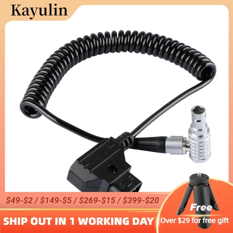 Kayulin D-Tap To 2 Pin Right Angle Coiled Power Cable for Photo Studio Accessory