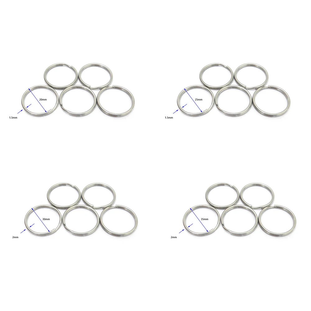 

5PC 316 Stainless Steel Water Sport Keychain Keyring Split Ring Loop For Scuba Diving 20 25 30MM Swimming Diver Camping Gear