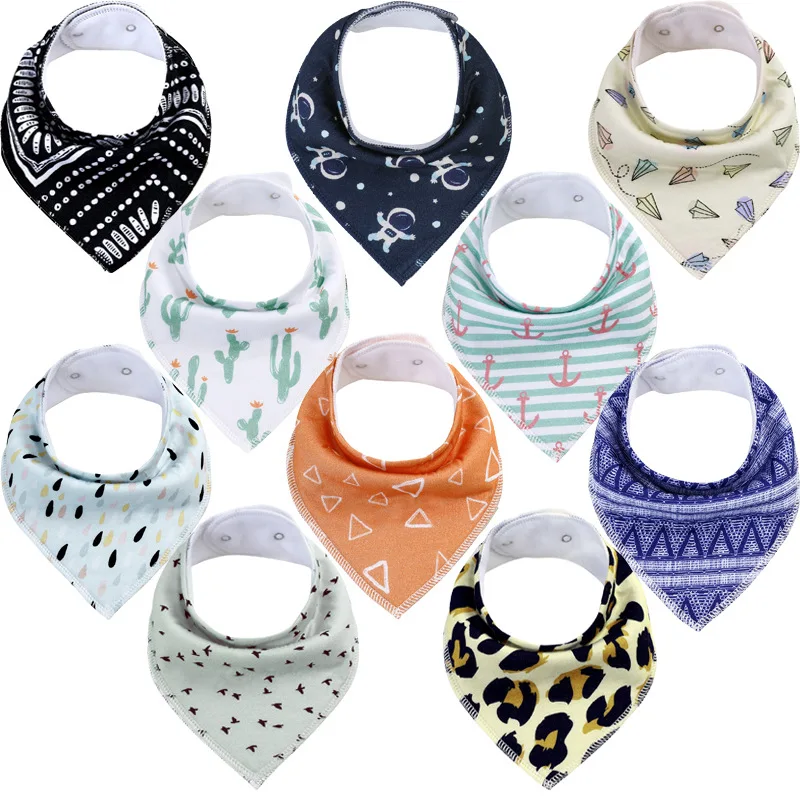 

Boys and Girls Bibs Baby Triangle Saliva Towel Cotton Cartoon Print Striped Polka Dot Newborn Bib Accessories Stuff for Babies