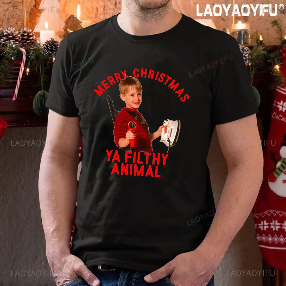 Футболки с рисунком Merry Christmas Ya Filthy Animal Man классические винтажные женские футболки