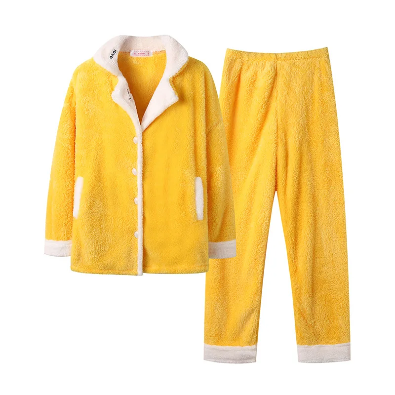 Women's Fuzzy Flannel Casual Pajamas Suit Long Sleeve Fleece Shirt and Pants Set 2 Piece Thick Warm Fluffy Loungewear Sleepwear
