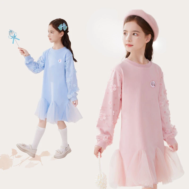 

Модное повседневное милое платье для девочек с героями мультфильмов «Холодное сердце» из аниме «Эльза», Детская осенняя Милая сетчатая юбка принцессы в западном стиле, подарок