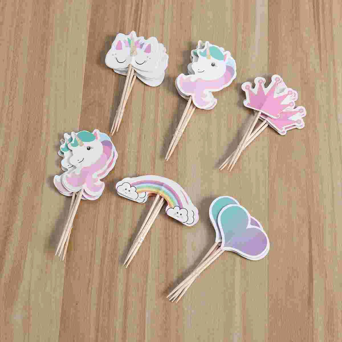 

24pcs Kids Birthday Party Rainbow Pick Cake Decoration