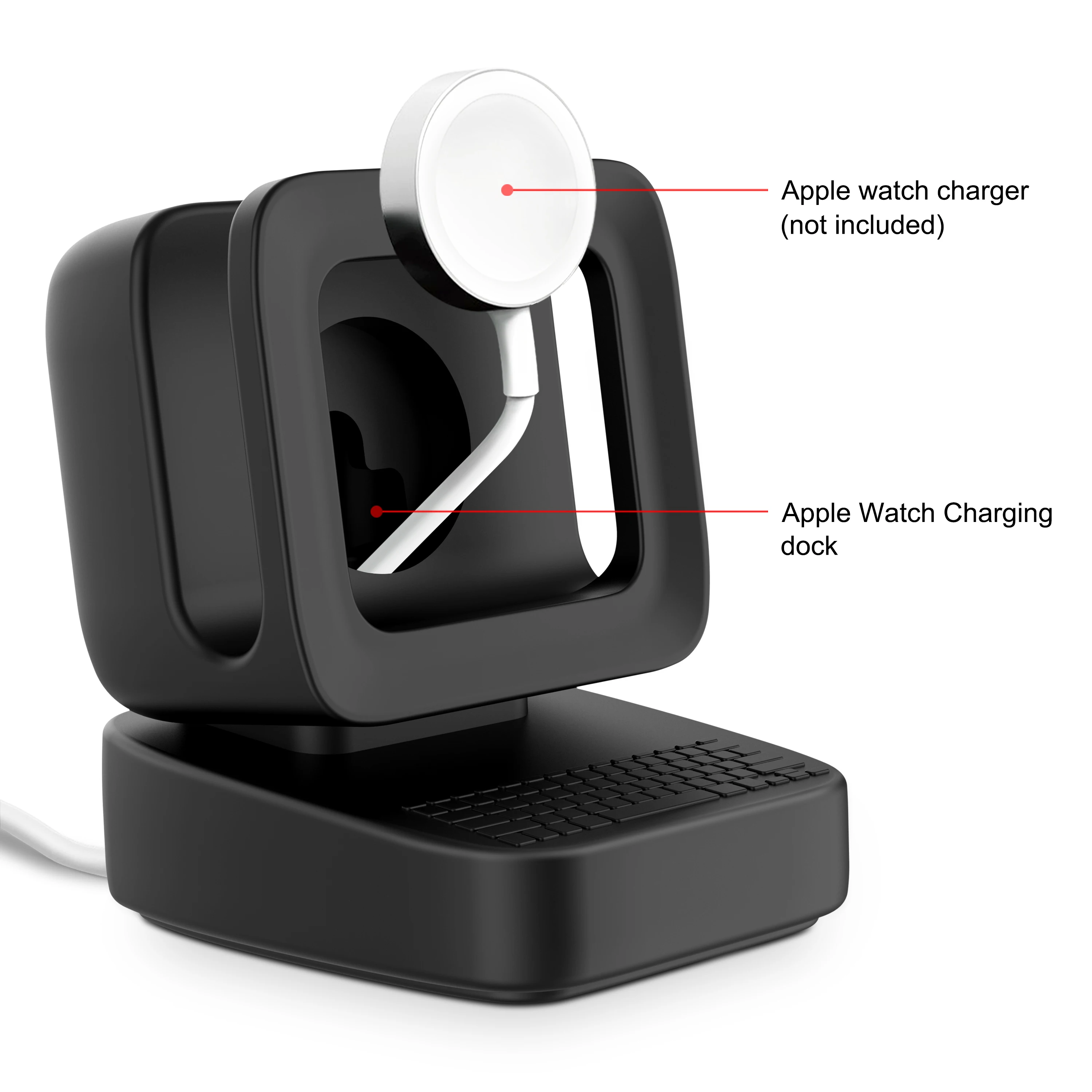 Charging Stand for Apple Watch 7 6 5 4 iWatch 3 2 1 Silicone Dock Holder Retro Computer Pattern Nightstand Keeper Bracket Base