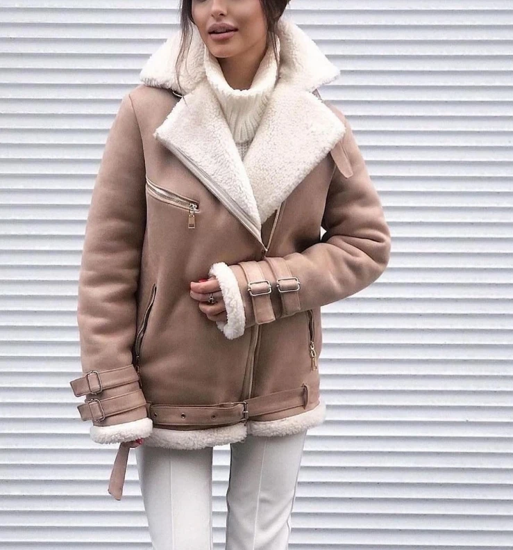 Модное женское пальто с шалевым воротником на молнии кардиган толстая кожаная