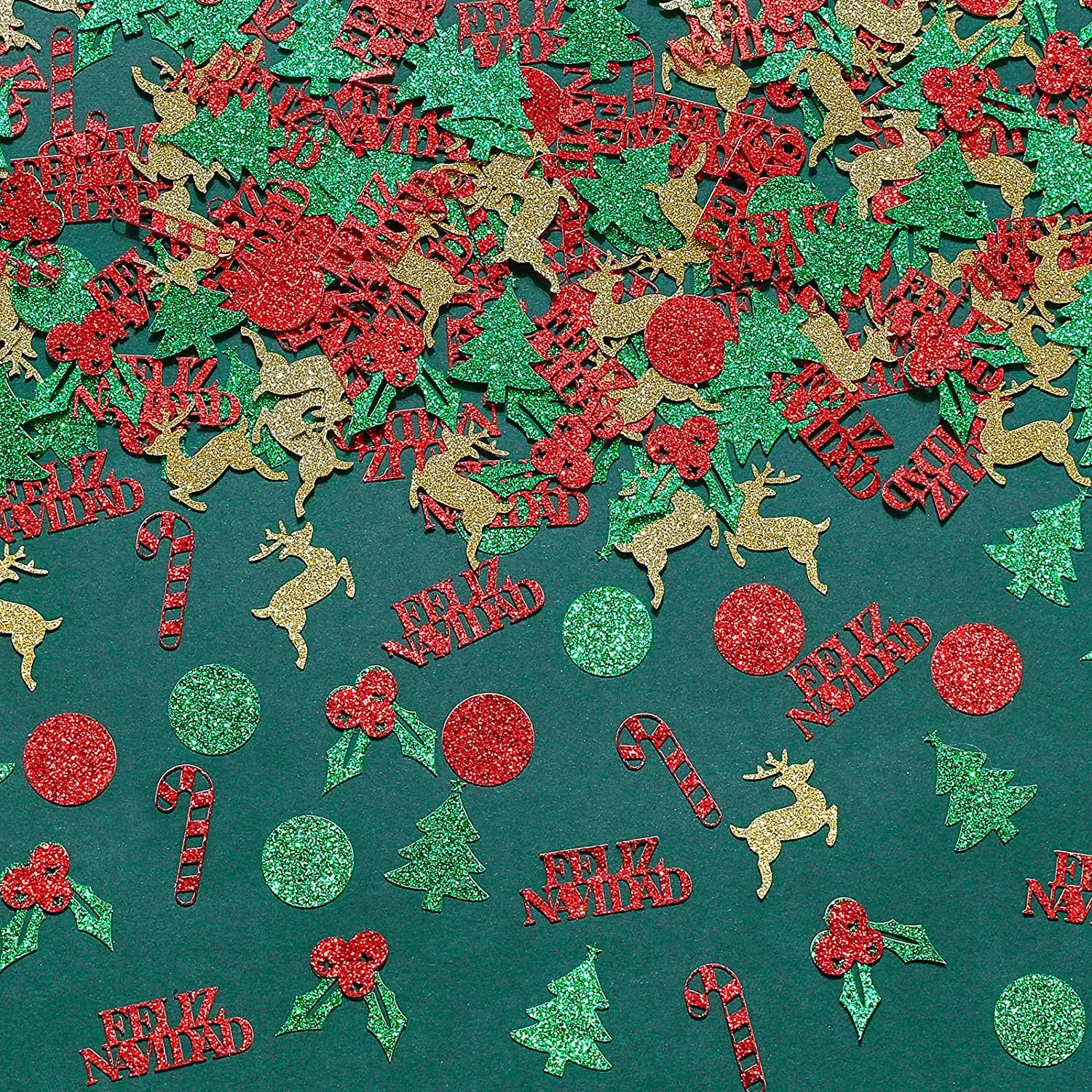 

Funmemoir Feliz Navidad Confetti Merry Christmas Decorations Elk Christmas Tree Confetti Table Decor Christmas Party Supplies