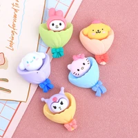 5pcs kawaii hello kitty diy accessories sanrio anime cute cartoon kuromi my melody girly heart phone case patch toys for girls