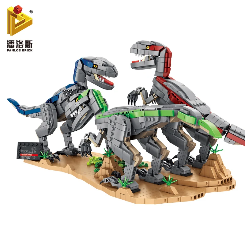 

PANLOS 1780 PCS Jurassic Dinosaur World Zoo MOC Velociraptor Group Model Building Blocks Children's Toy Gift Sticker Small Brick