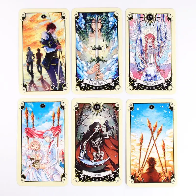 12x7cm Mystical Manga Tarot 78 Cards/Set With Guidebook Beautiful Design Style For Family Friends Holiday Gift Party Board Games enlarge