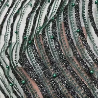 dark green curved stripes glitter tulle mesh french net sequins lace fabric popular african party night dresses sewing materials