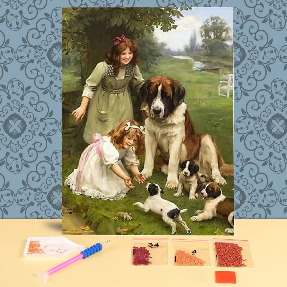 

Алмазная 5D Вышивка «сделай сам» с собакой, животными, девушкой, набор для алмазной мозаики, рождественский подарок, товары для спальни