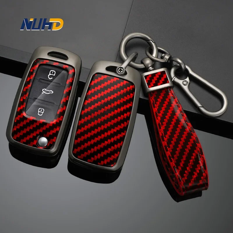 

Carbon Fiber Car Key Case Cover Keychain For VW Volkswagen Polo Golf Passat Beetle Caddy T5 Eos Tiguan Skoda A5 SEAT Leon Altea