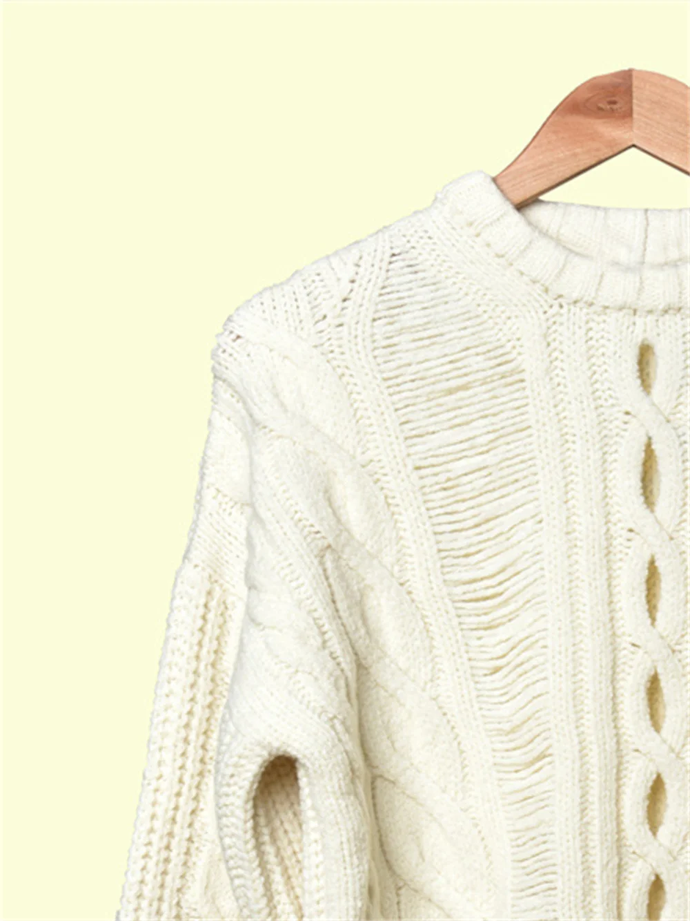

Women Wool Blend Twisted Sweater Hollow out Sweet Autumn Winter Long Sleeve Jumper for Female Clearance Price