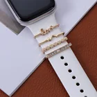 Браслет для Apple Watch, металлические подвески, декоративное кольцо, Алмазное украшение, силиконовый ремешок для смарт-часов, аксессуары для iwatch, браслет