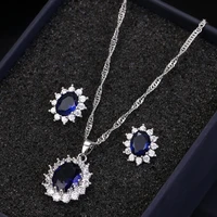 fashion womens tanzanite sapphire necklace sunflower desing micro inlaid zirconium necklace ladies gift