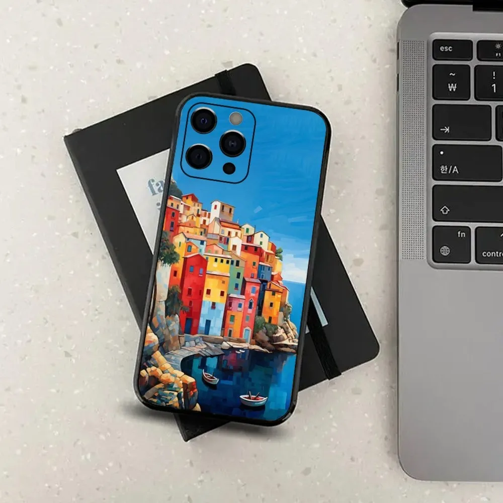 Чехол для телефона Travel italy Street Venice Apple iPhone 15 14 13 12 11 Pro X XS Max XR Plus Mini Soft Black Cover