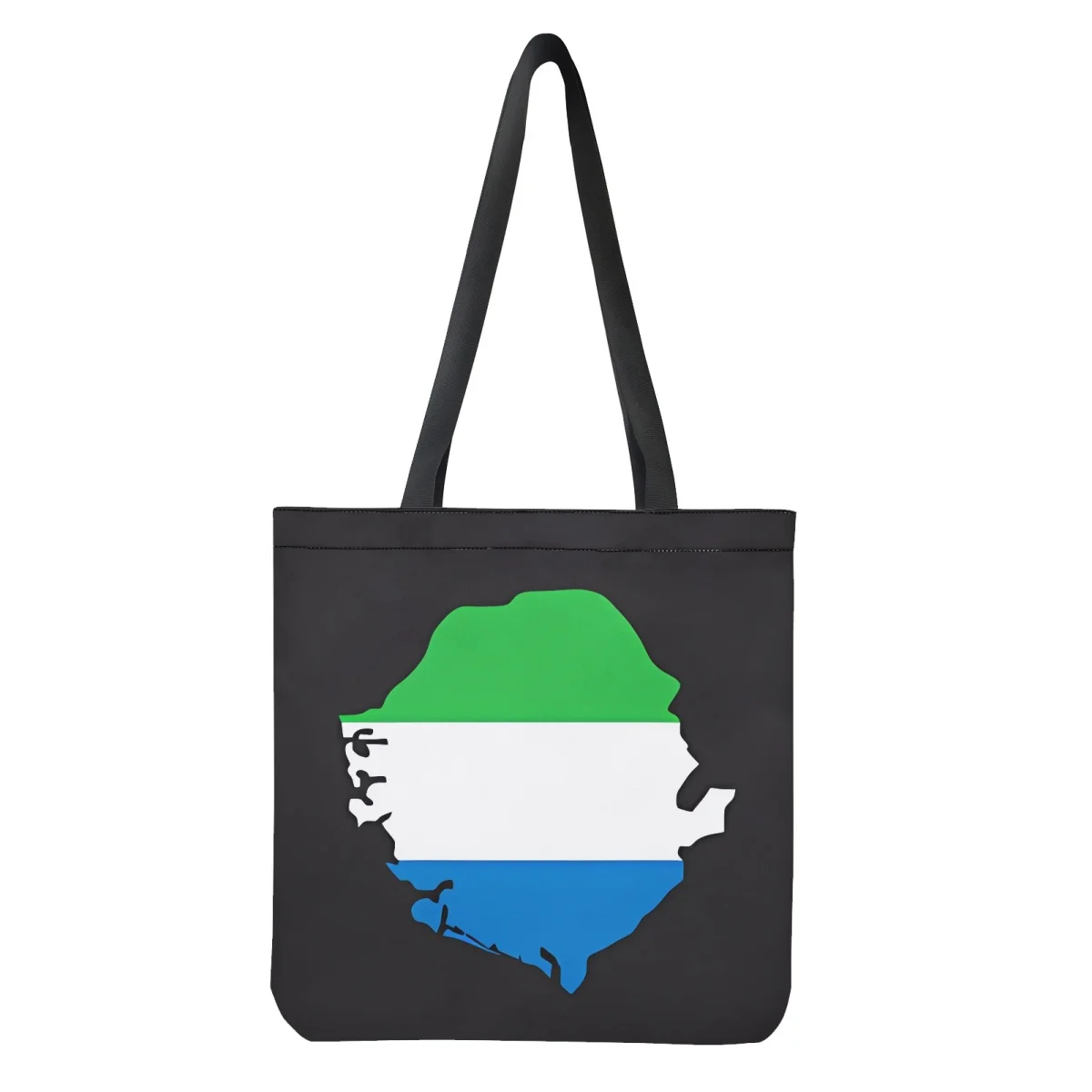 Foldable Large Shopping Storage Bags for Groceries Sierra Leone Flag Print Recyclable Grocery Tote Pouch Eco-Friendly Shoulder