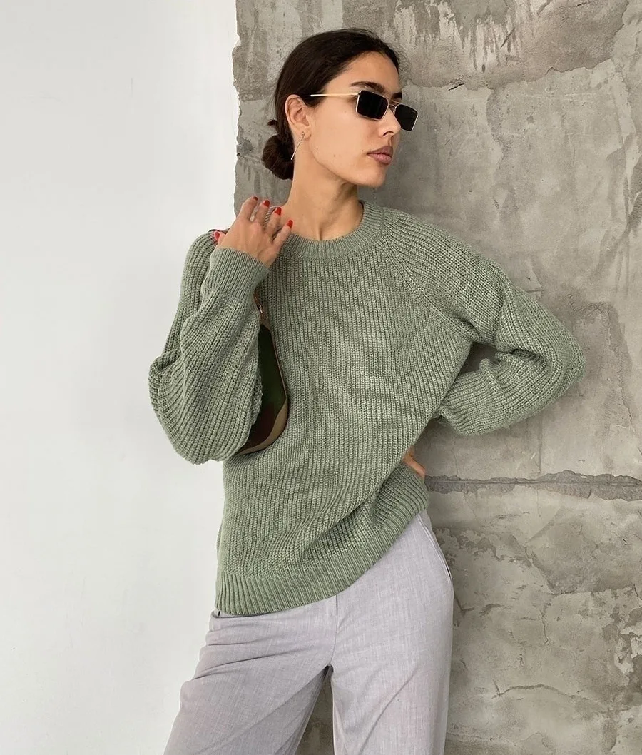 

2022 Autumn Knitted Women's Sweater Loose Long Sleeve O-neck Casual Sweater Female Winter Warm Fashion Elegant Ladies Pullover