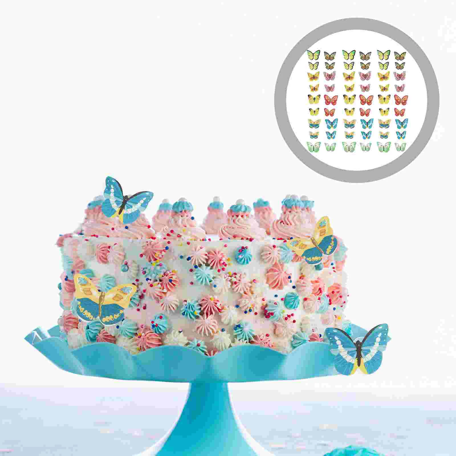 

Cake Cupcakeedible Toppers Decorations Picks Decoration Paper Ricebirthday Cakes Decors Girls Butterflies Shape Party Beauty