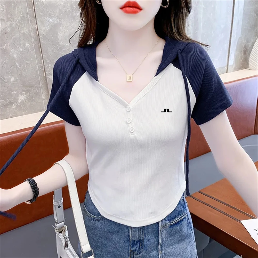 

2023 Summer J LINDEBERG Golf Leisure Short Sleeve Tshirt Woman's Breathable fashion T-shirt Top Malben Golf Shirt