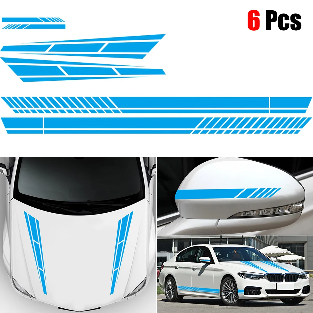 

6x Stripe Vinyl Decal Sticker Graphics Car Side Body Hood Cover Rearview Mirror Car Accessories Dropship CSV