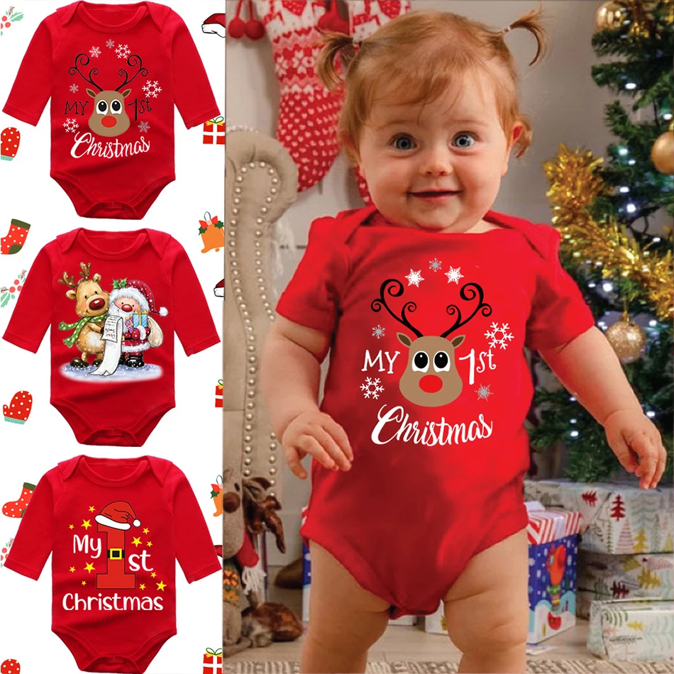 

My First Christmas Baby Christmas Bodysuits Deer Newborn Clothes Boys Girls Long Sleeve Jumpsuit Xmas Party Infant Outfits