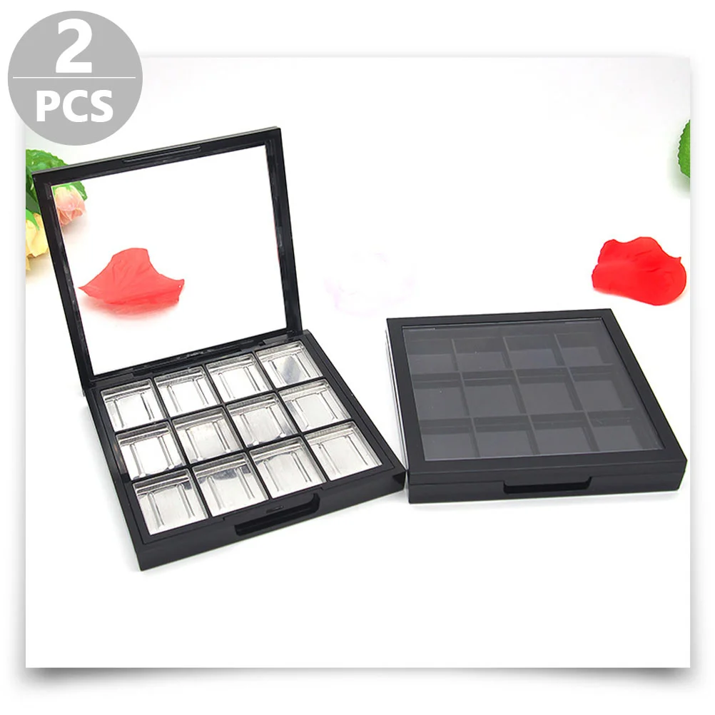 

2 Pcs Empty Eye Shadow Box Cosmetics Sub Container Blusher Tray Black DIY Makeup Compartment Eyeshadow Case Dog Storage