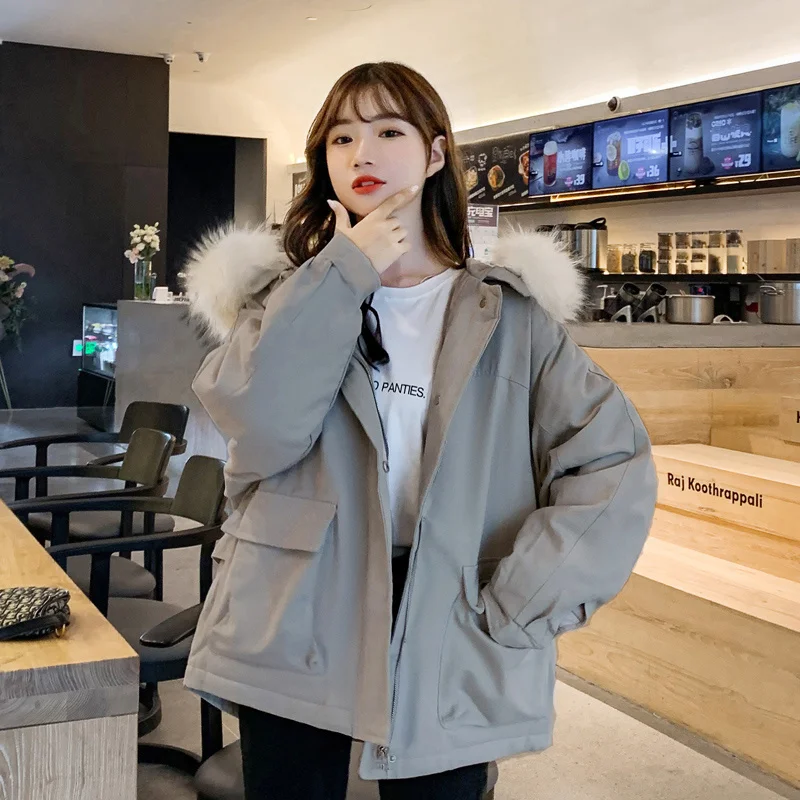 

Thickened White Bread Short Down Cotton Coat Female Korean Version Loose Autumn Winter Jacket Coat 2022 Woman New Feather