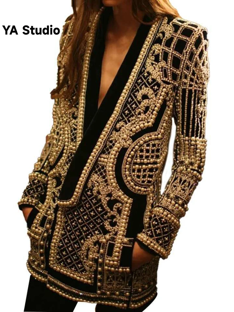 

[YA Studio] Self Made And Sold V-neck Long Sleeve Thickened Suit Winter Wear With Bubble Bead Printing