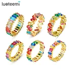 LUOTEEMI эстетические радужные рандомные кольца для женщин модные эффектные ювелирные изделия Роскошные Дизайнерские парные кольца