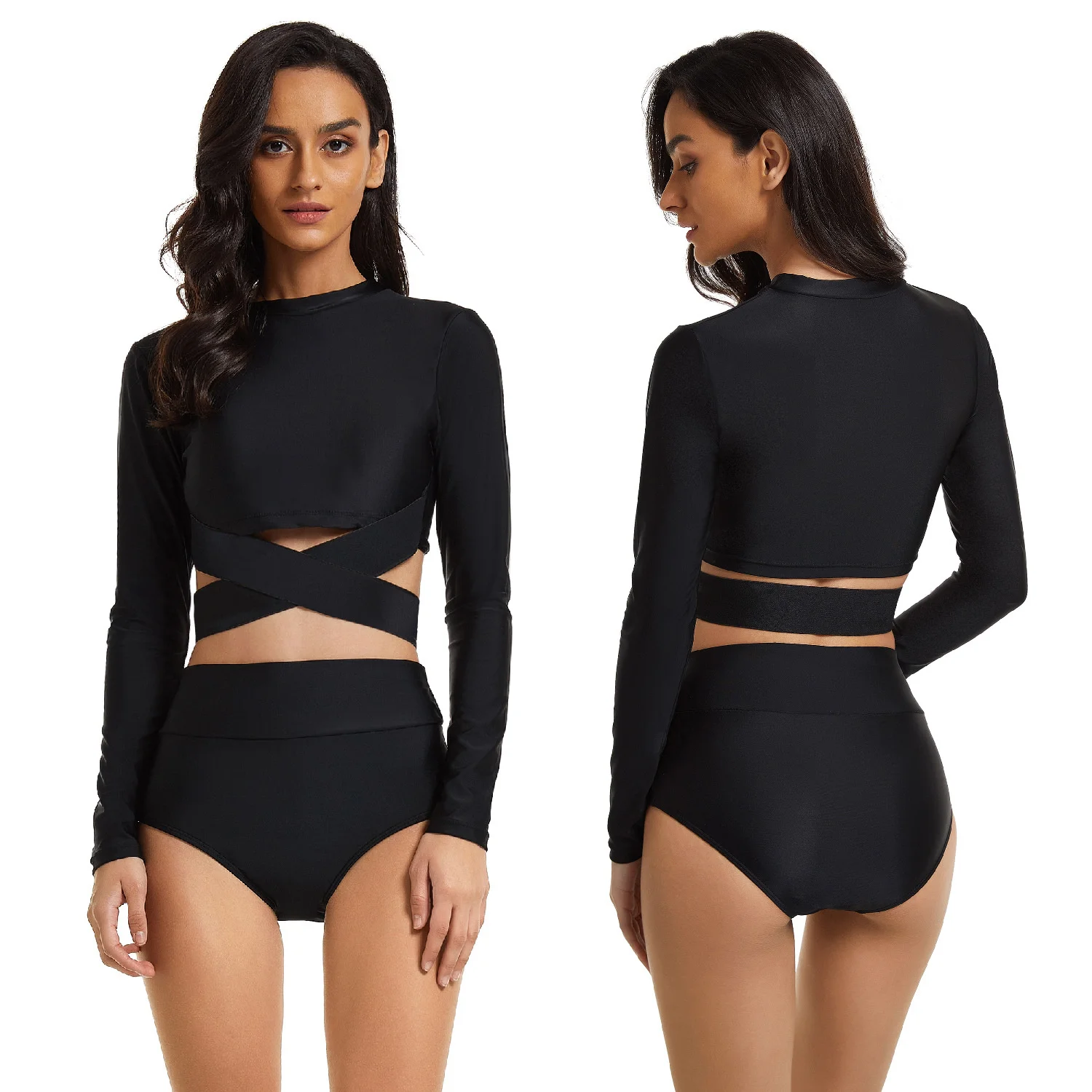

Split Long Sleeve Surf Suit Sunscreen Women's Swimsuit Bikini Sexy Swimsuit Onihua 727047