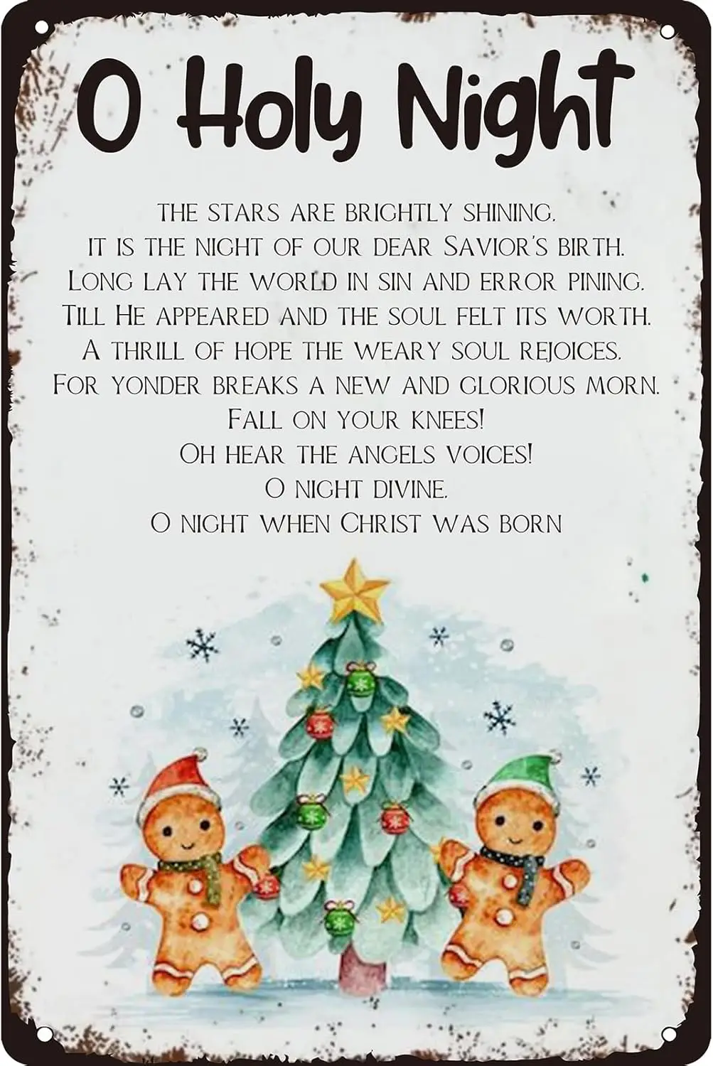 Vntge Chrstms Metl Tn Sgn O Holy Nght для Frm Office Store Pubs Club Mn Cve Prty Retro Wll Decor 8x12 nches