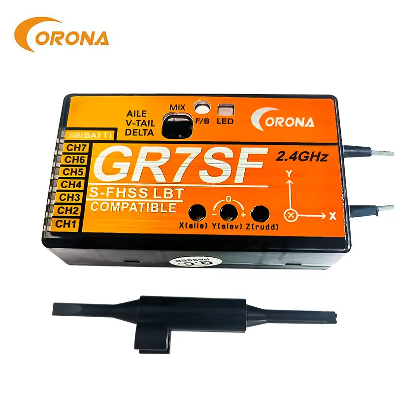 

Ресивер CORONA 2,4G 7CH GR7SF S-FHSS совместимый с гироскопом передатчик T6J T8J 10J T14SG 16SZ для FPV самолета
