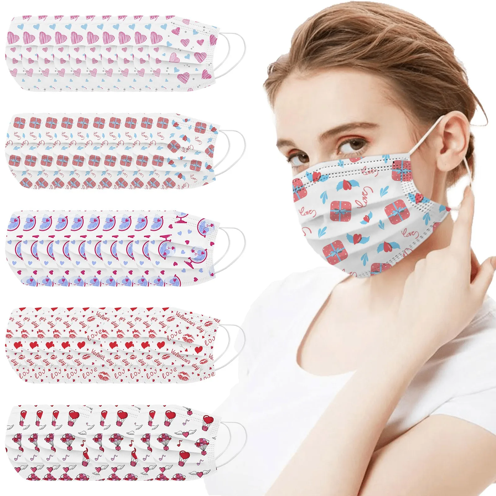 

10pcs Bee Printing Adult Mask Disposable Protective Ultrathin Men Women Face Mask Cartoon Print Ear-Hook Unisex Mask Masque