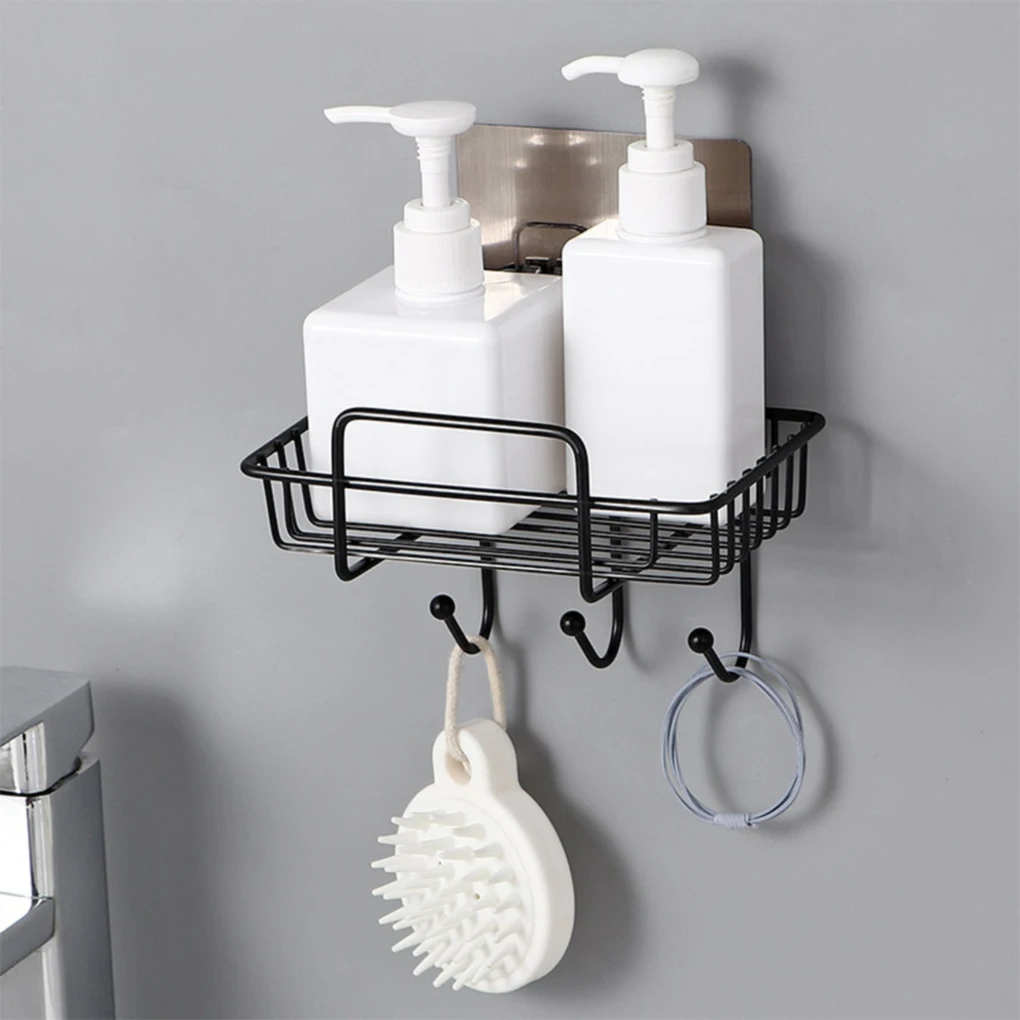 

High Quality 1PC Wall Rack Kitchen Iron Sponge Brush Drain Shelf Bathroom Hollow Rag Towel Hook Storage Organizer