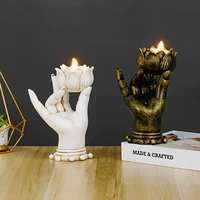 resin tea light holders buddha hand candle holder lotus gesture hand shape candle holder for yoga feng shui spa home decoration